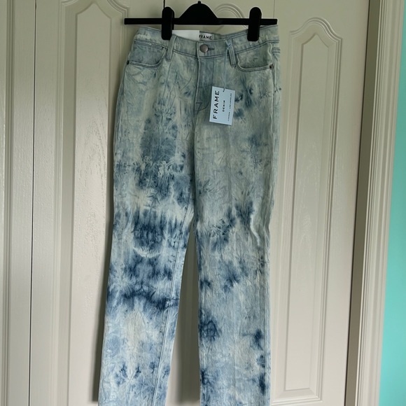 NWT Frame Straight Leg High Rise Jeans Tie Dye - Picture 1 of 5